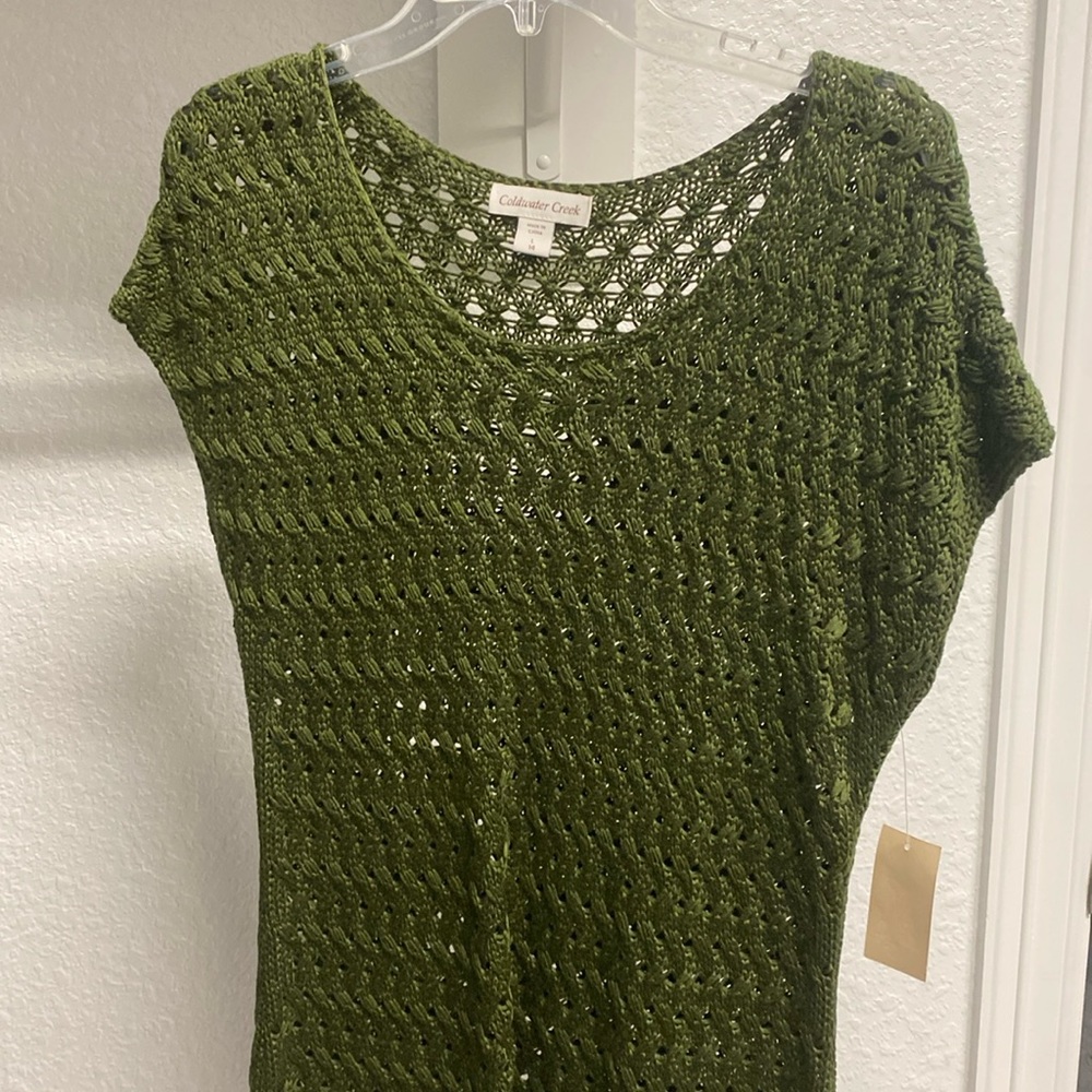 Green Lattice Knit Sweater